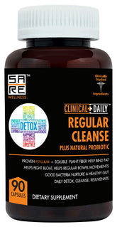 Clinical Daily Regular Cleanse bottle with label promoting digestion support.