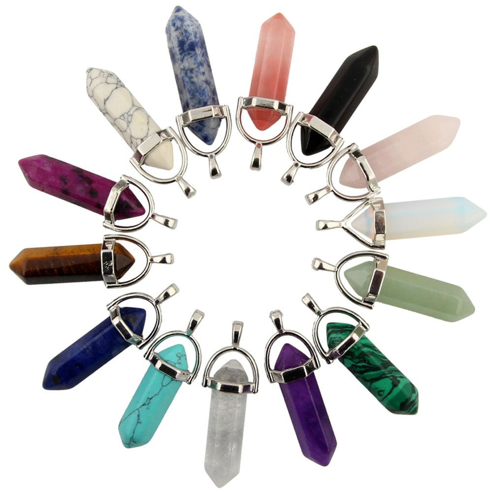 Cmidy Mutilcolor 14pcs bullet shape pendants hexagonal, DIY jewelry making.