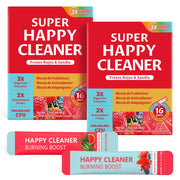 CMYYDX Super Happy Cleaner Powder tub front showing vegan, sugar-free formula for daily wellness.