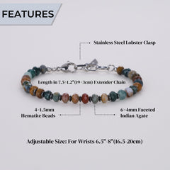 COAI Hematite Indian Agate bracelet beads detail emphasizing texture and craftsmanship