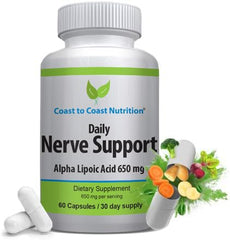 Coast to Coast Nutrition nerve support bottle front promoting daily nerve comfort