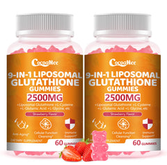 CocoaNee Liposome Glutathione Gummies 2-pack bottle image for convenient daily antioxidant support.