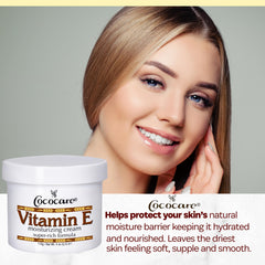 COCOCARE Vitamin E Super Rich cream jar highlights rich moisture and long-lasting hydration