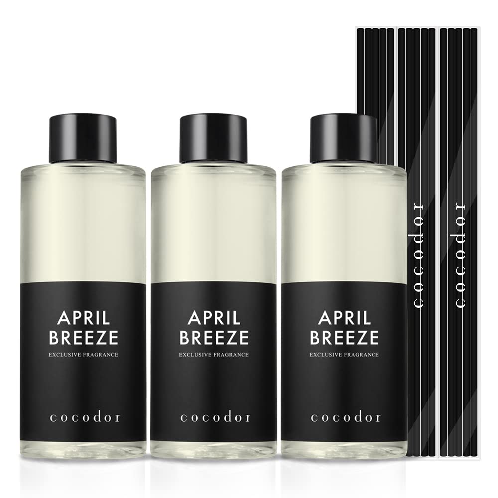 Cocod'or April Breeze refill bottles ready for long-lasting diffuser renewal.