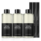 Cocod'or April Breeze refill bottles ready for long-lasting diffuser renewal.