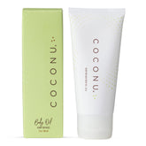COCONU hemp infused moisturizing oil bottle front demonstrates gentle hydration for daily skin care.