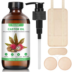 Cocytat castor oil glass bottle 8oz shows pure organic oil for skin and hair hydration