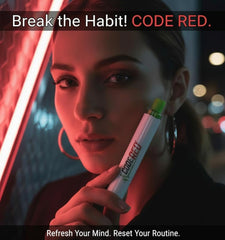 Code Red V-Aid Diffuser Pen side profile highlights a subtle herbal aroma for daily balance.