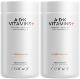Codeage ADK bottle front with capsules for daily nutrients.