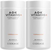 Codeage ADK bottle front with capsules for daily nutrients.