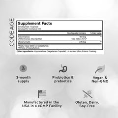 Close view of Codeage Akkermansia Muciniphila Ultra capsules in a vegan format