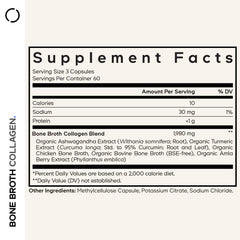 Codeage Bone Broth Collagen Capsules label showing collagen types I II III