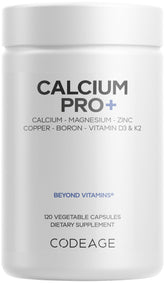 Codeage Calcium Pro+ bottle on a clean surface supports daily mineral intake.