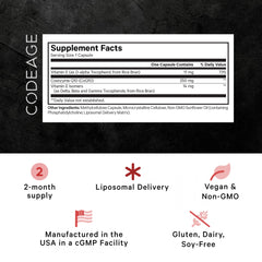 Codeage Liposomal CoQ10 Max capsule inside view shows easy-to-swallow softgels.
