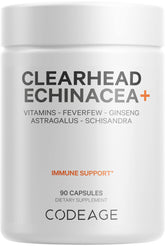 Codeage Clearhead echinacea bottle showing a comprehensive botanical blend for daily wellness.