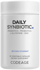 Codeage Daily Synbiotic bottle front view for daily gut support on the go