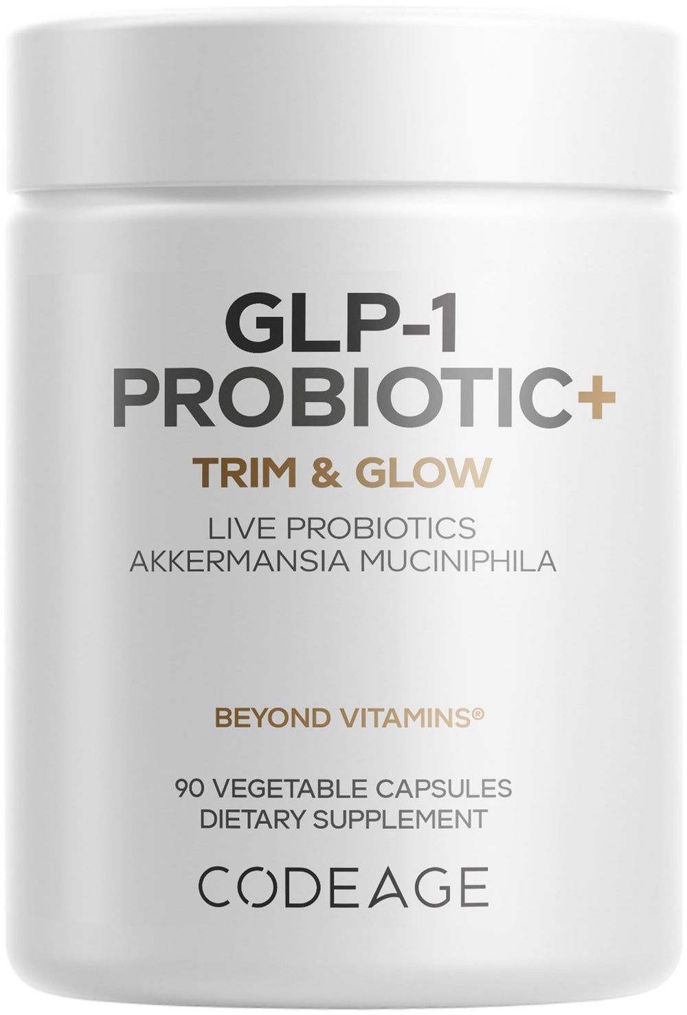 Codeage GLP-1 Probiotic+ bottle showing the complete formula for digestive balance