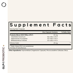 Codeage GLP-1 Probiotic+ label closeup highlighting key strains and chicory inulin
