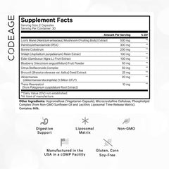 Codeage GLP-Harmony Companion+ label showing blend and key benefits
