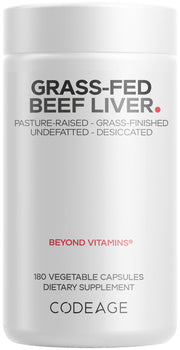 Codeage Grass-Fed Beef Liver bottle with 180 capsules for daily use