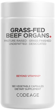 Codeage Grass-Fed Beef Organs Liver capsules for daily nourishment.