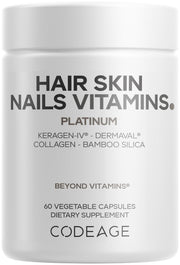 Codeage Hair Skin Nails Platinum bottle ready for daily beauty support
