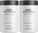 Codeage Hair Vitamins bottle front showing comprehensive hair care formula for daily use