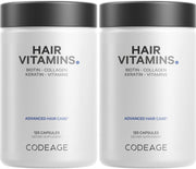 Codeage Hair Vitamins bottle front showing comprehensive hair care formula for daily use