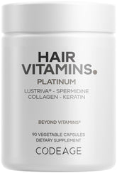 Codeage Hair Vitamins Platinum bottle front showing hair support formula