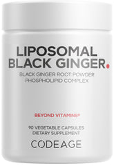 Codeage Liposomal Black Ginger bottle displaying 90 capsules for a 3-month supply.