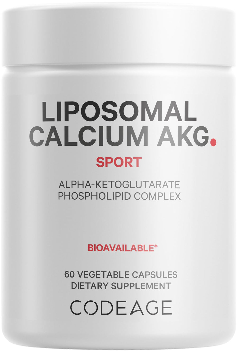 Codeage Liposomal Calcium AKG bottle showing product branding and packaging.