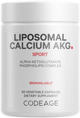 Codeage Liposomal Calcium AKG bottle showing product branding and packaging.