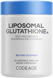 Codeage liposomal glutathione bottle close-up highlighting potency