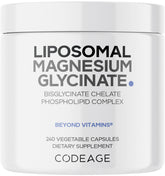 Codeage Liposomal Magnesium Glycinate bottle shows premium liposomal delivery for daily use.