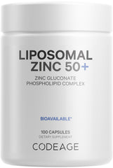 Codeage Liposomal Zinc bottle front shows a convenient daily capsule option for wellness.
