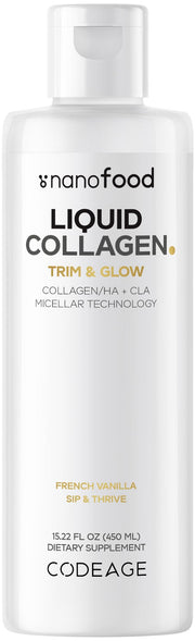 Codeage Liquid Collagen Vanilla Bottle shows the vanilla flavor for daily beauty support.