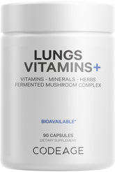 Codeage Lungs vitamins bottle with capsules for daily wellness support.