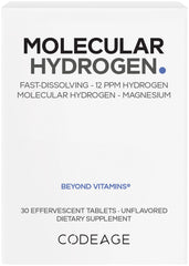 Codeage Molecular Hydrogen tablet dissolving in water for fast hydration.