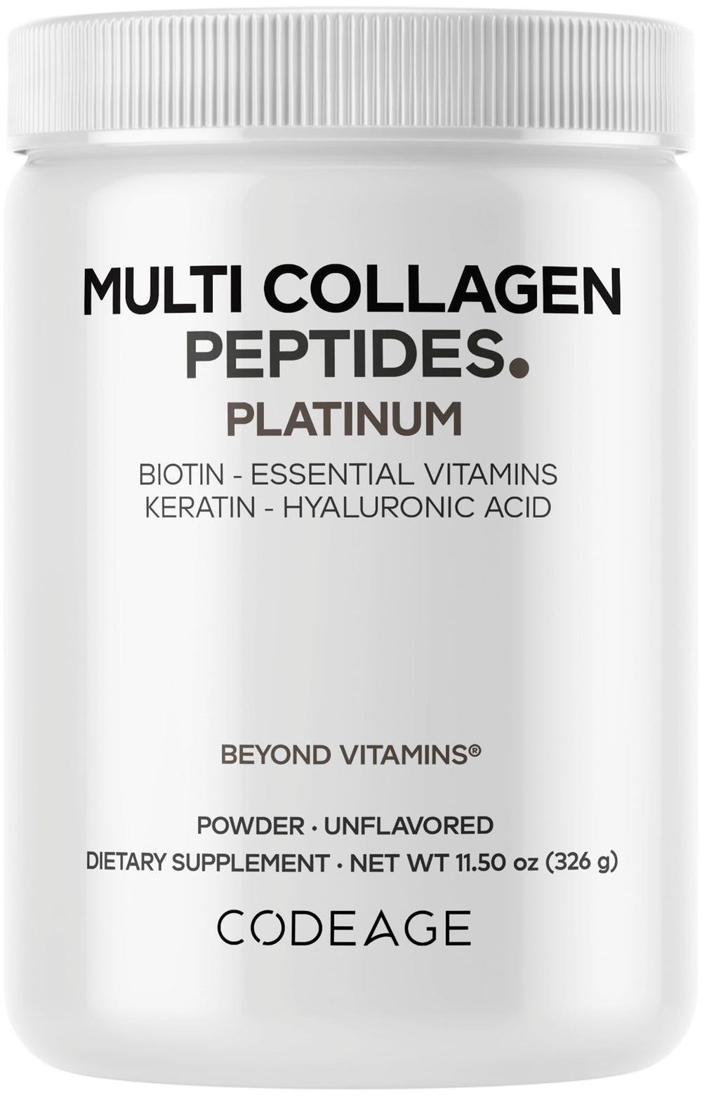 Codeage Multi Collagen bottle front shows 5-type formula for versatile daily collagen support.