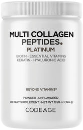 Codeage Multi Collagen bottle front shows 5-type formula for versatile daily collagen support.