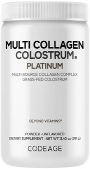 Codeage Multi Collagen Colostrum Platinum bottle front—unflavored daily blend