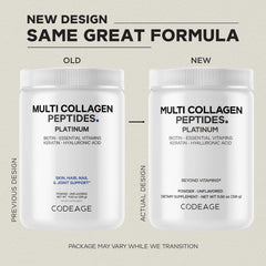 Codeage Multi Collagen unflavored powder being stirred into coffee for seamless mixing.
