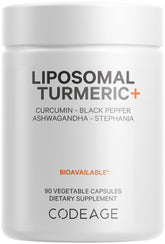 Codeage Organic Turmeric bottle showing 95% curcumin extract for daily wellness.