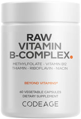 Codeage Raw Vitamin B-Complex bottle supports daily wellness.