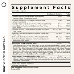 Codeage Raw Vitamin B-Complex label close-up highlights the non-GMO formula.