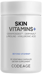 Codeage Skin Vitamins+ ceramosides bottle closeup highlighting skin-supporting phytoceramides