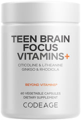 Codeage Teen Brain Focus bottle shown, a two-month supply for teens.