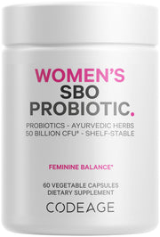 Codeage Women’s SBO Probiotic bottle showing 50B CFUs for daily balance