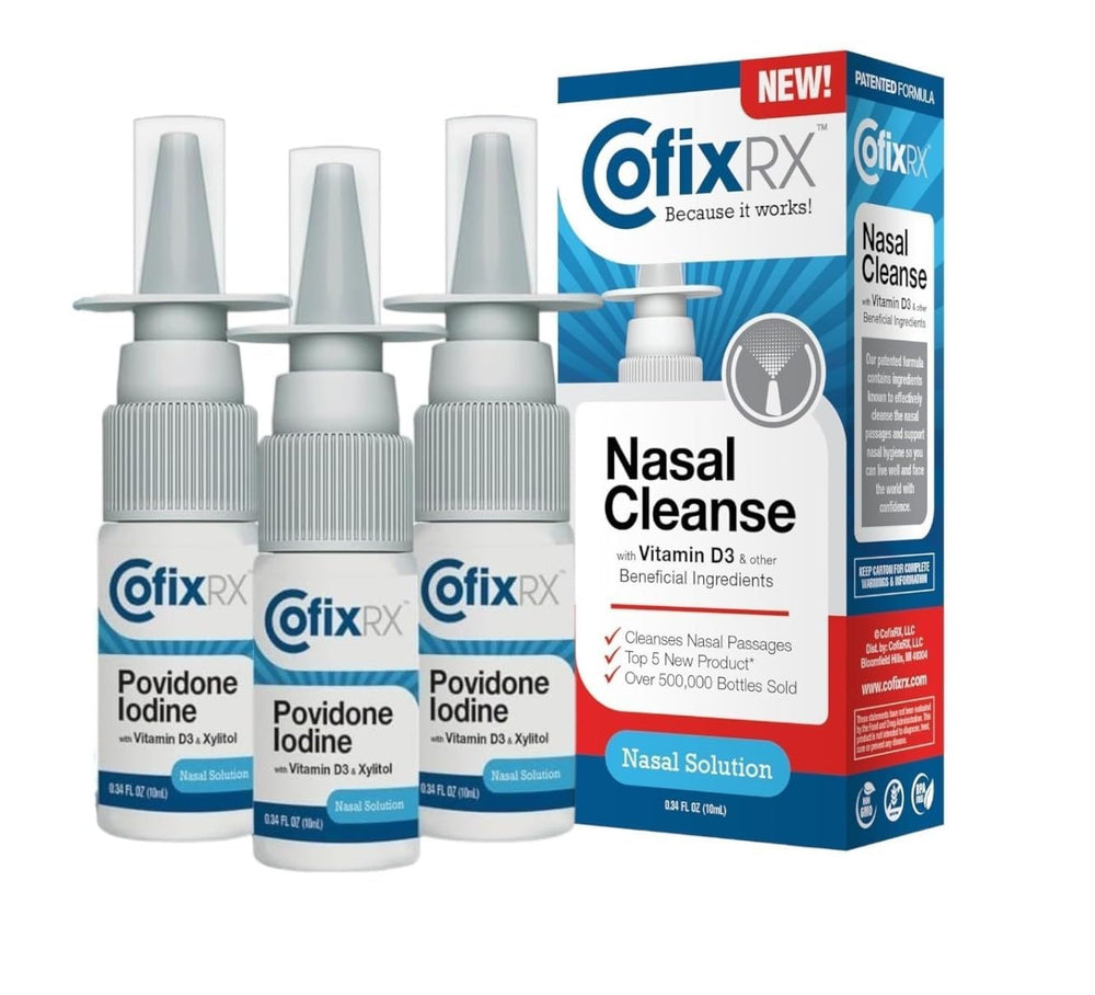 CofixRx Nasal Cleanse three-bottle kit ready for daily use and travel.