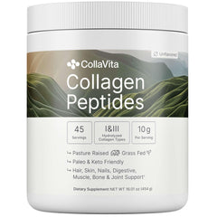 Colla Vita collagen peptides powder tub shown for daily joint and skin support